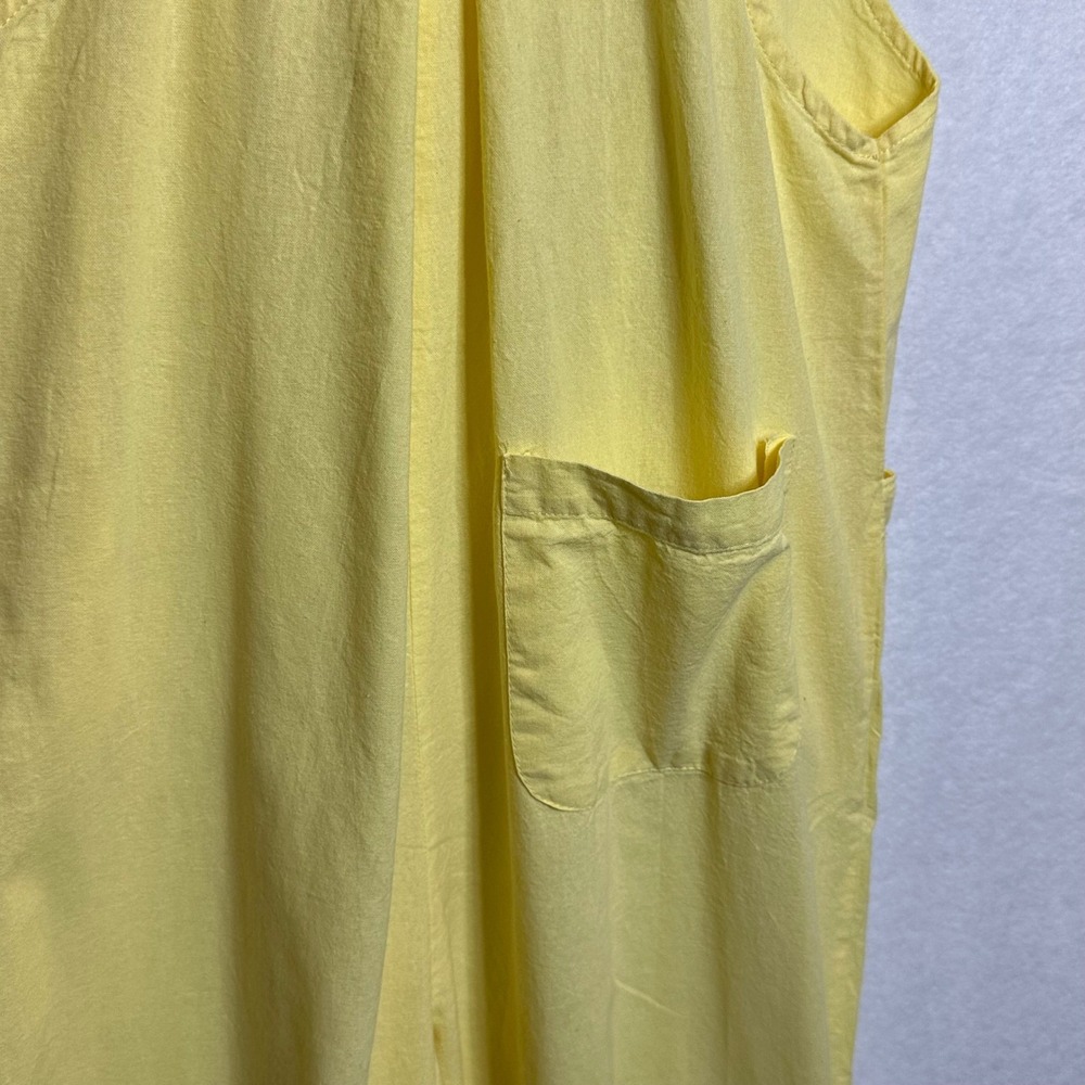 BIBI Overalls Womens M Wide Leg Cotton Linen Yellow Bib Jumpsuit Relaxed Loose - Picture 10 of 10